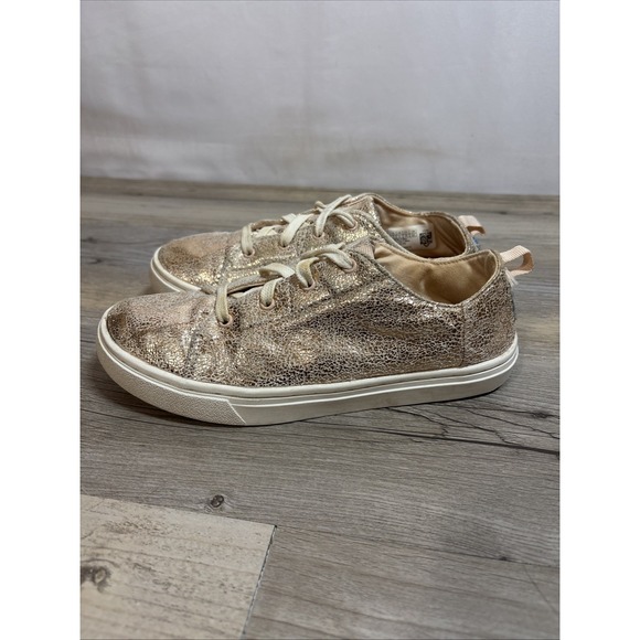 Girls 3 TOMS Peach Shiny Casual Shoe Sneaker - Picture 5 of 13